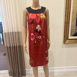 Harar Red Floral Sheath Dress - S